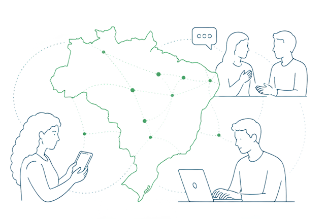 Mapa coroplético do Brasil mostrando a participação digital por município